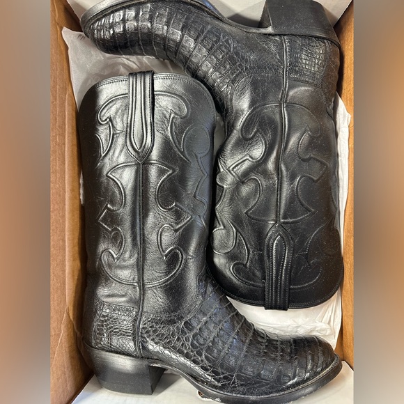 Lucchese Western Leather- crocodile Boots